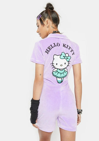 Hello Kitty Lilac Velour Romper