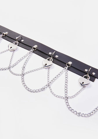 U Can't Come In Locket Chain Belt