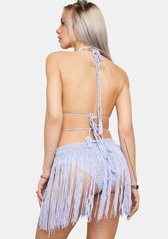 Lavender Where's The Love Crochet Skort Set