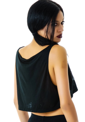 Drunk and Goth Cropped Tank Top - Black