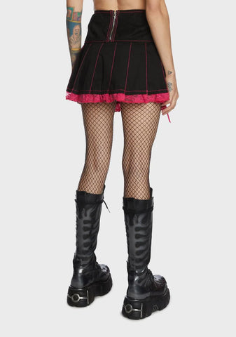 Pink Lace Pleated Skirt