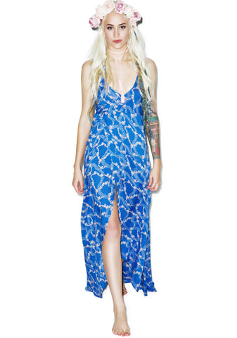 Starry Blue Floral Atlantis Wrap Dress