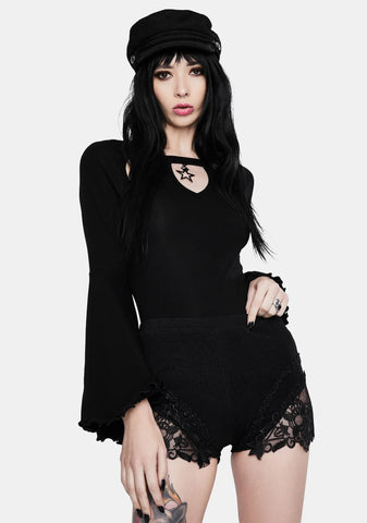 Noir Lace Trim Shorts