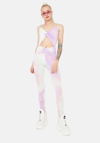 Turning Up The Volume Tie Dye Cutout Jumpsuit