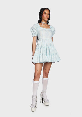 Wink For Me Babydoll Dress - Blue