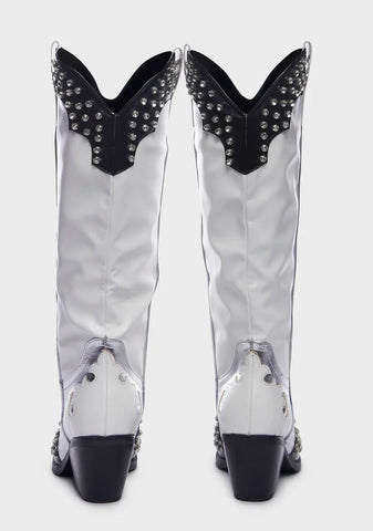 White Knox Metallic Western Boots