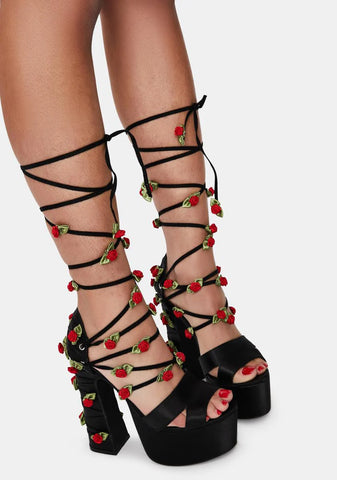 Rose Garden Invite Lace Up Platform Heels