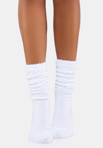 White Slouch Crew Socks