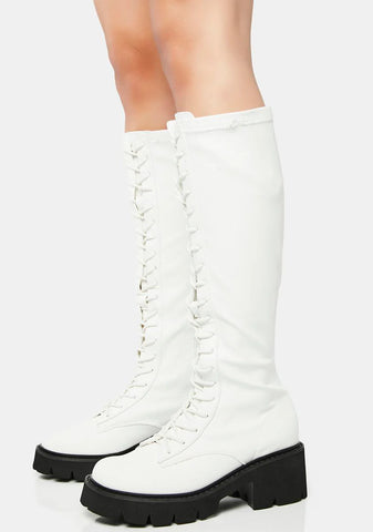 White Bobbi Knee-High Boots