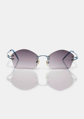 Cosmic Smoke Blue Rimless Sunglasses