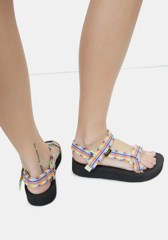 Black Multi Midform Fray Sandals