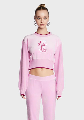 Too Juicy To Care Velour Cropped Sweater