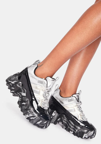 Silver Blackberry Platform Sneakers
