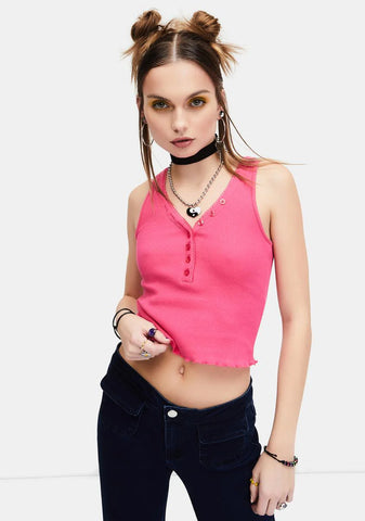 Cutesy Thrills Rib Henley Tank