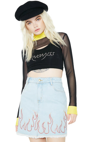 Wildfire Frayed Denim Skirt