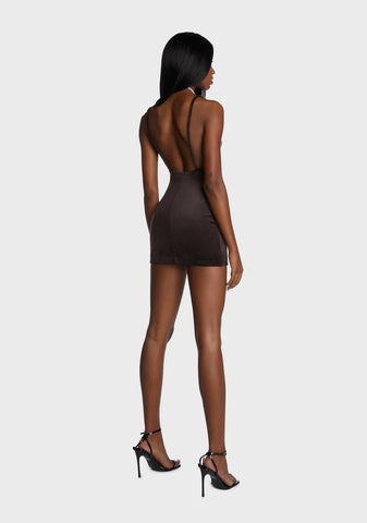 Chocolate Starlet Moments Velour Mini Dress