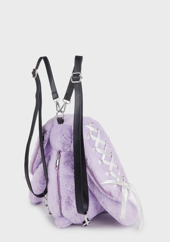 Lavender Cuddly Bunny Plush Backpack