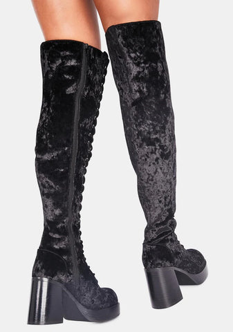 Original Sin Velvet Knee High Boots