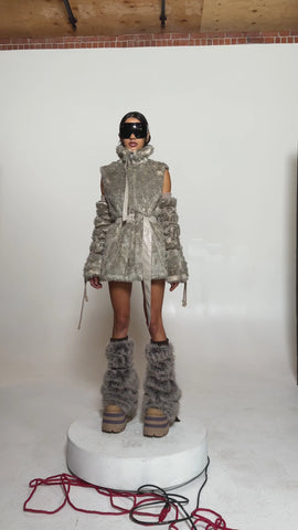 Chamber Faux Fur Jacket With Removable Sleeves - Light Brown