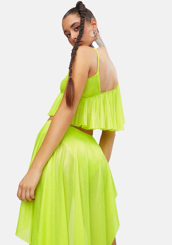 Electric Chapel Mesh Ruffle Top