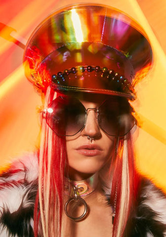 Rainbow Ball Chain Captain Hat