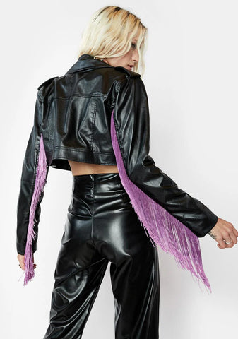 Amethyst Bite The Dust Fringe Moto Jacket