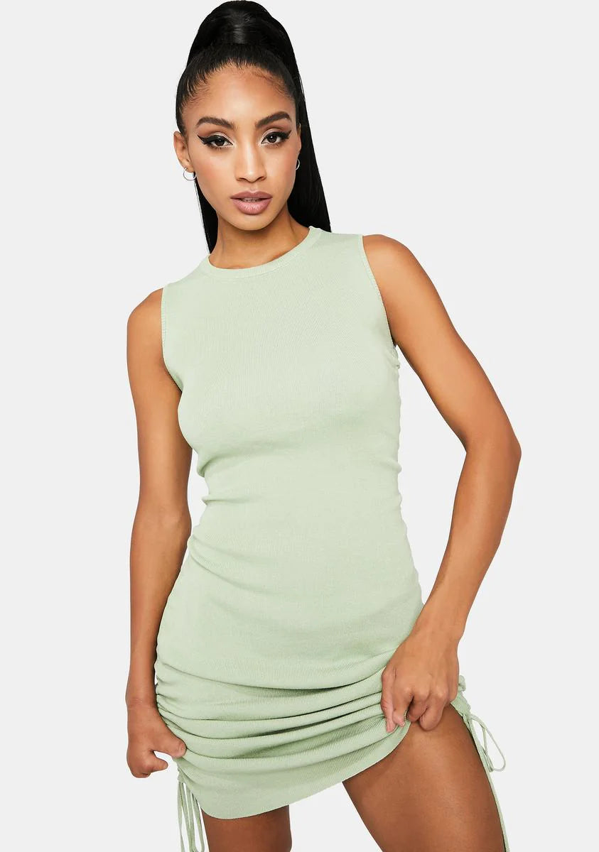 Sage Dancing Queen Knit Mini Dress