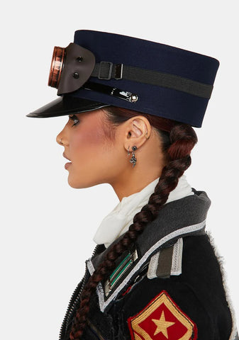 Black Conductor Hat With Goggles