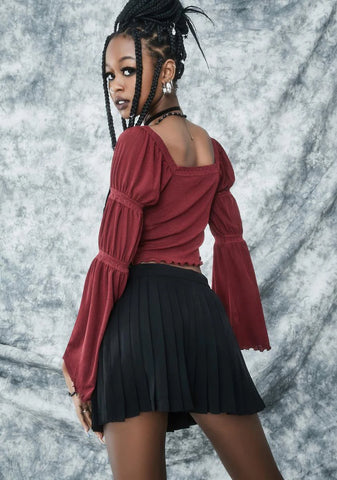 Rad Omens Pleated Mini Skirt - Black