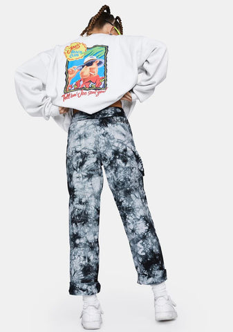 Grey Acid Wash Combat Pants