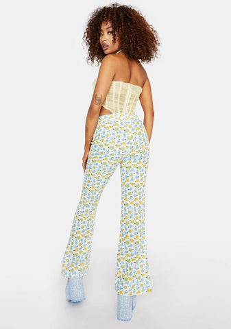 Cute Behavior Floral Crop Pants