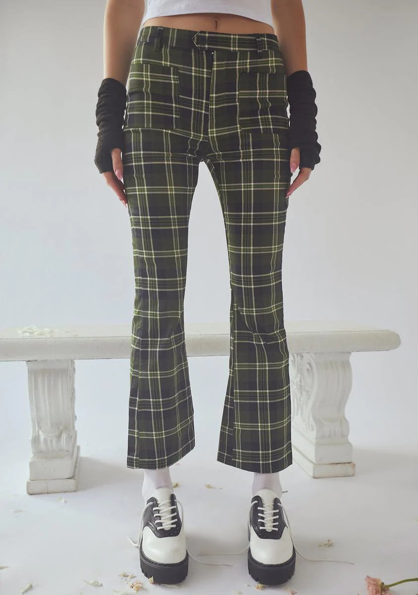Olive Not So Innocent Plaid Pants