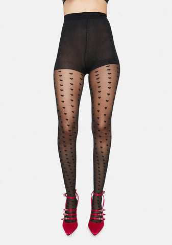 Lasting Lover Heart Print Tights