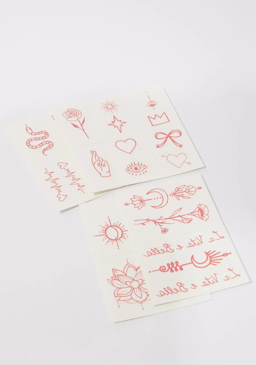 Red Ink Temporary Tattoo Pack