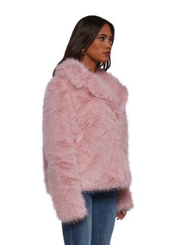 Melora Faux Fur Coat - Pink