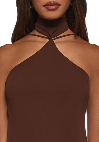 Latest Nightspot Halter Dress - Brown