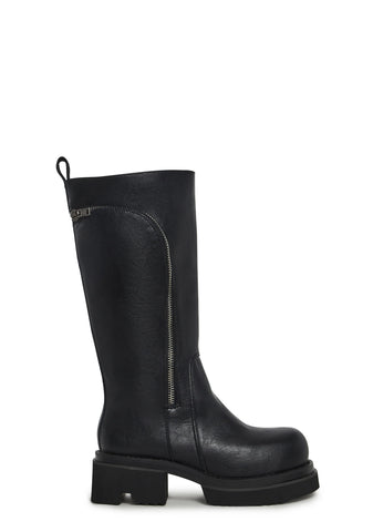 Small Town Girl Platform Boots - Black