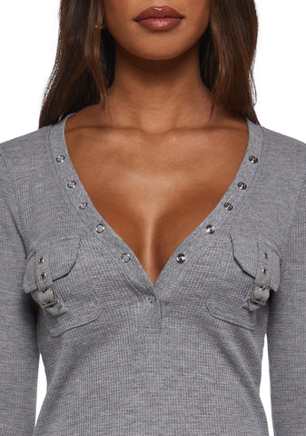 Brianna Long Sleeve Top - Gray