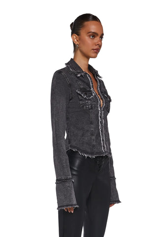 Ferris Wheel Date Denim Top - Black