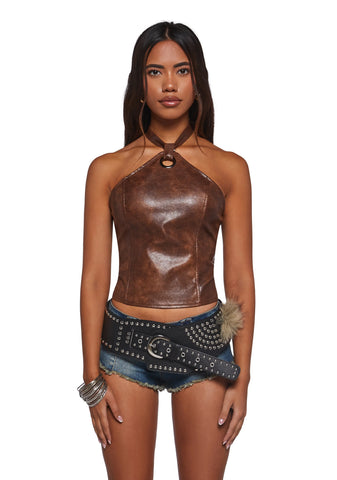 High Brow Halter Top - Brown