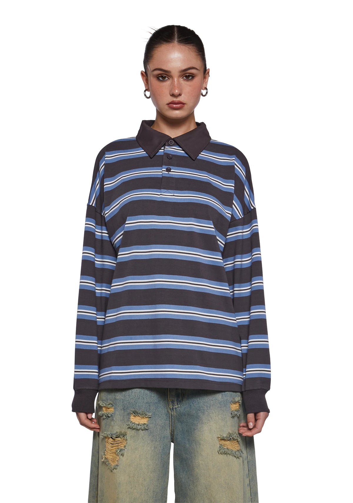 Status Update Oversized Rugby Top