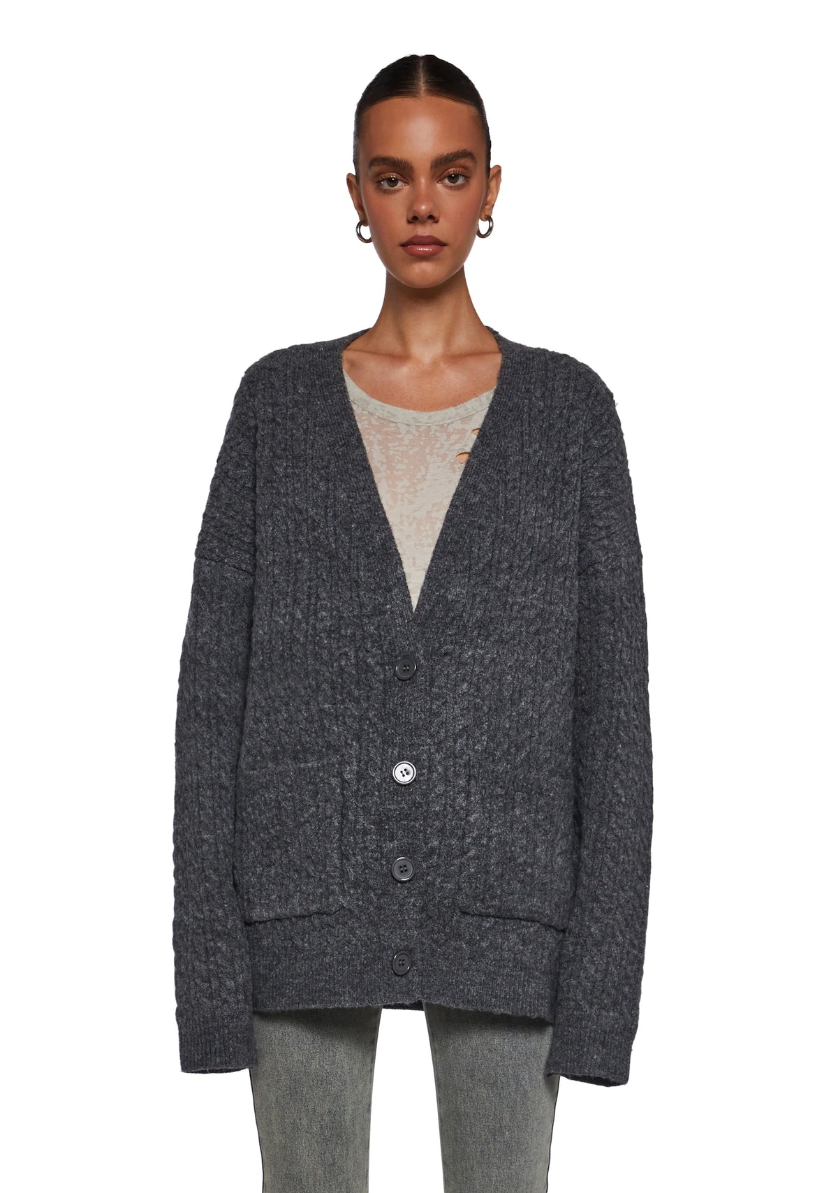 Rooftop Escape Knit Cardigan - Gray