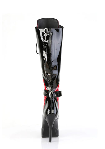 Indulge-2028 Platform Knee High Boots-Black-Red