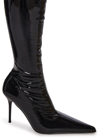 Thigh High Stretch Boots - Black
