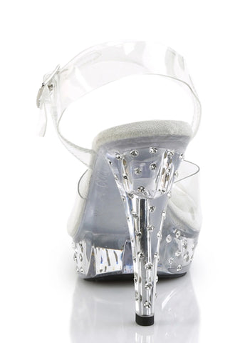 Cocktail-508 Platform Ankle Strap Rhinestones Studded Sandals-Clear