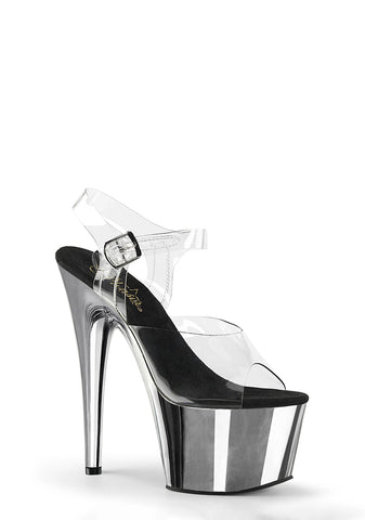 Adore-708 Platform Ankle Strap Sandals-Silver Chrome