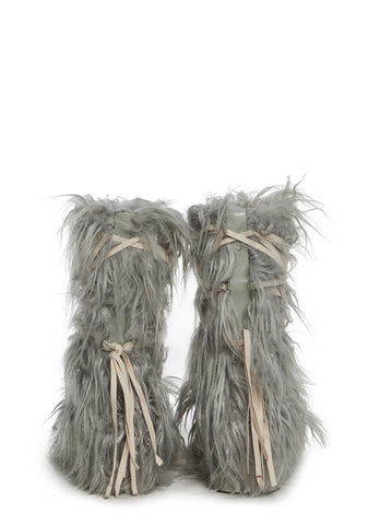 Warp Faux Fur Boots - Gray
