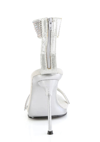 Chic-40 Platform Ankle Strap Rhinestone Sandals-Silver