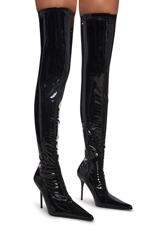 Thigh High Stretch Boots - Black