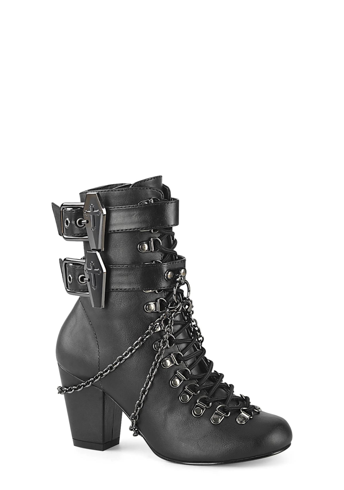 Patent Lost Tomb Chain Lace Up Boots